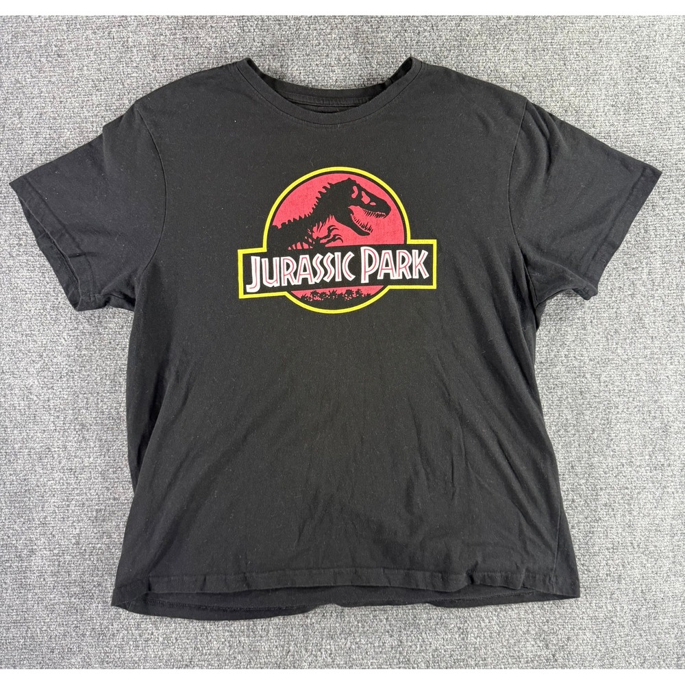 Jurassic Park Graphic T-Shirt Mens XL Black Short Sleeve Movie Logo Tee RN86947